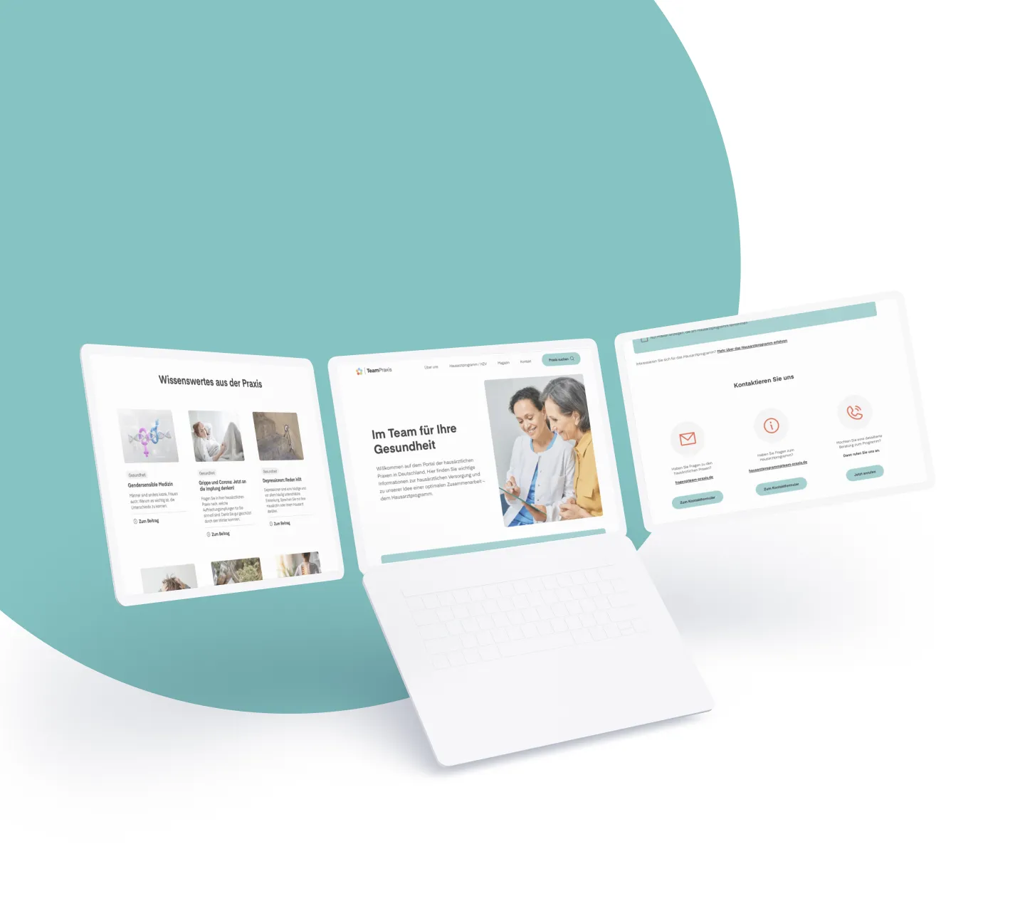 Screenshots der Teampraxis-Website